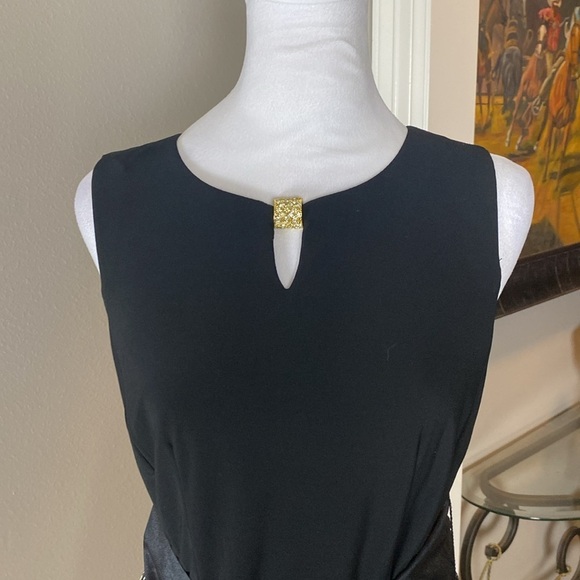 Karin Stevens Party Cocktail Sleeveless Black Gold Dress size 8 - Picture 3 of 11